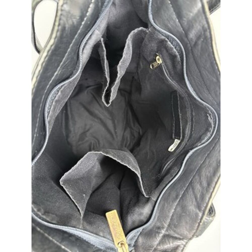 Vintage Naturally Yours Bucket Shoulder Bag Black Brown Leather Zip Dual Handles - Picture 12 of 15